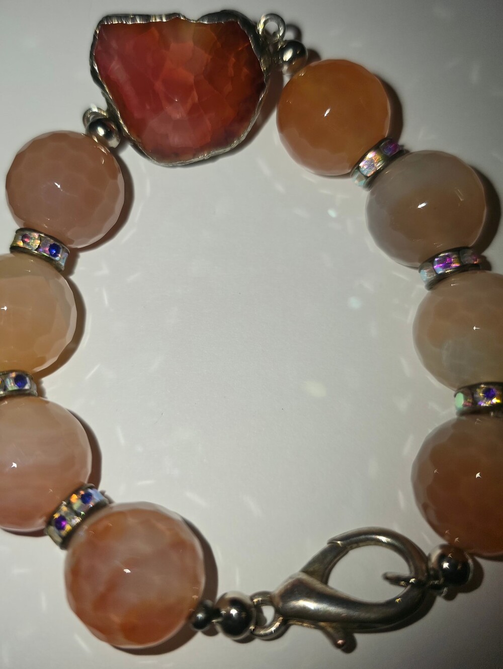 Large Carnelian Bead Agate Statement Bracelet
